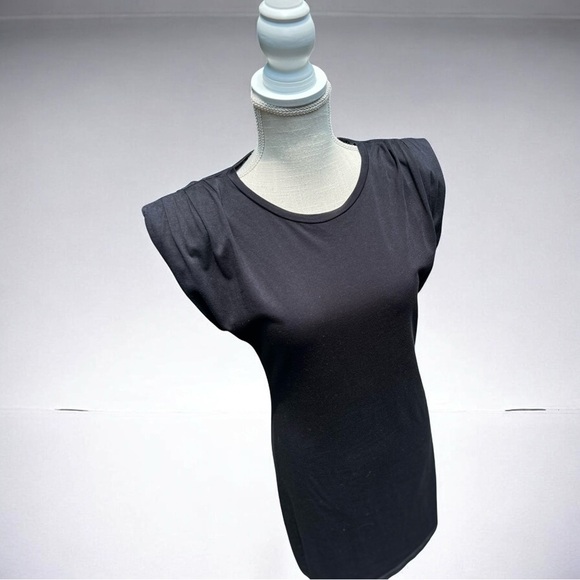 🌻St. Roche Black "Echo" Padded Shoulder Mini Shirt Dress Size Small $285 Retail - Picture 4 of 14